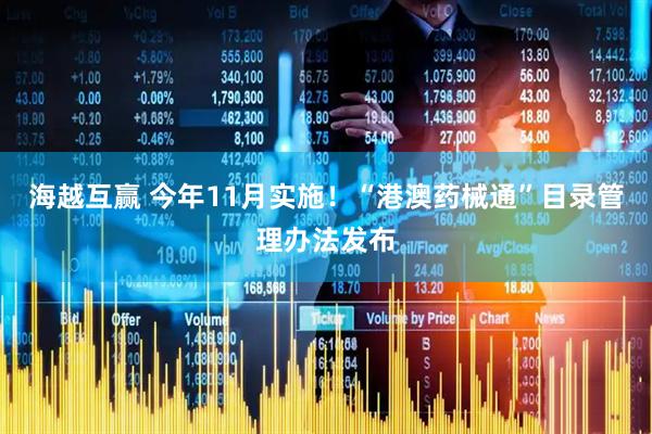 海越互赢 今年11月实施！“港澳药械通”目录管理办法发布